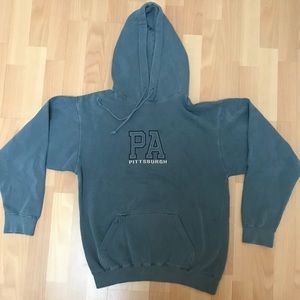 Vintage Pittsburgh Hoodie Sweatshirt Medium Blue